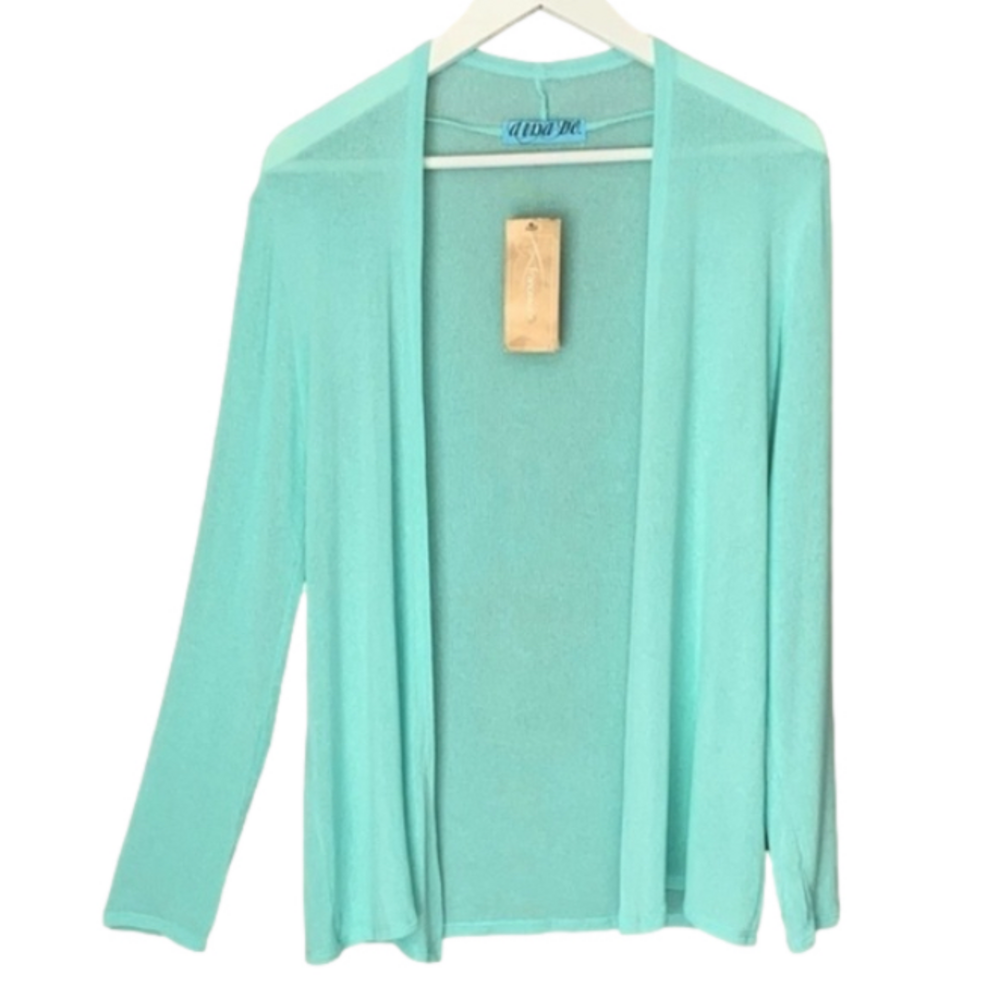 AINA BE Open Front Cardigan Lightweight Long Sleeve Seafoam Women Size M NWT
